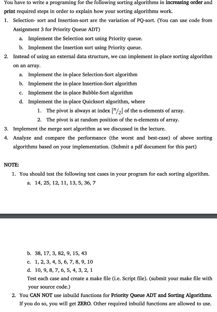 Solved USE JAVA, BUT NO in-build functions for Priority | Chegg.com