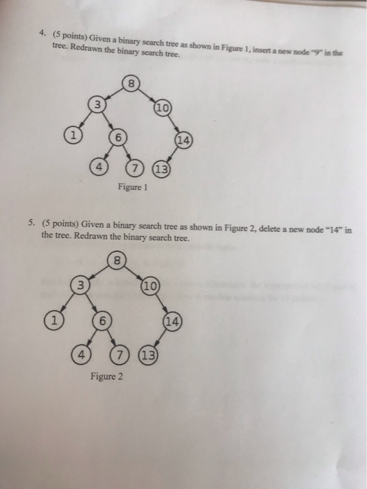 Solved 4. (5 points) Given a binary search tree as shown in | Chegg.com