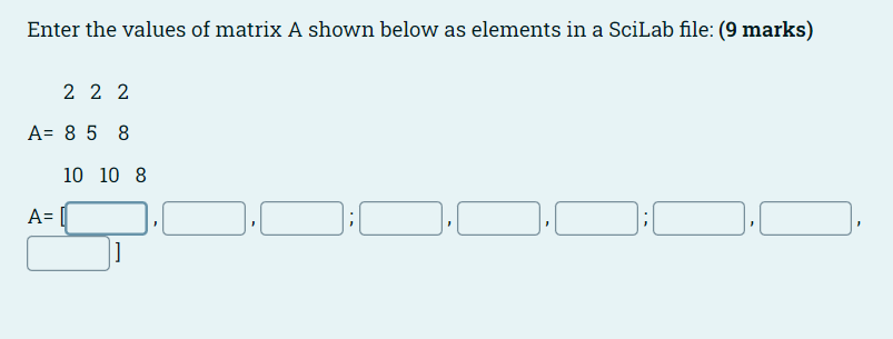 Solved Enter the values of matrix A shown below as elements | Chegg.com