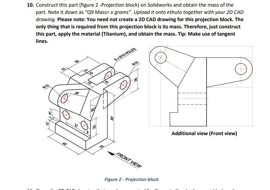 Solved 10. Construct this part (figure 2 -Projection block) | Chegg.com