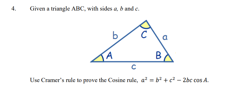 Solved 4. Given a triangle ABC with sides a b and c. b a Chegg