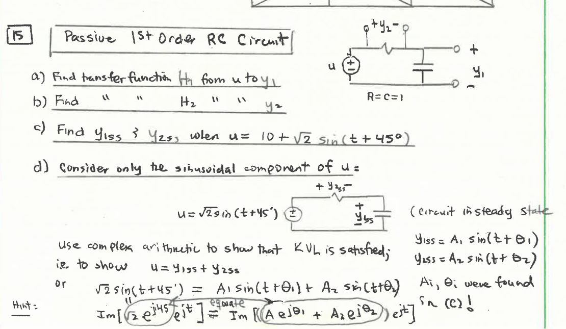 Passive 1st Order RC Circuit Find transferfunction H1 | Chegg.com