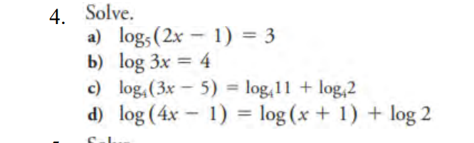 4 log(3-2x)=-1