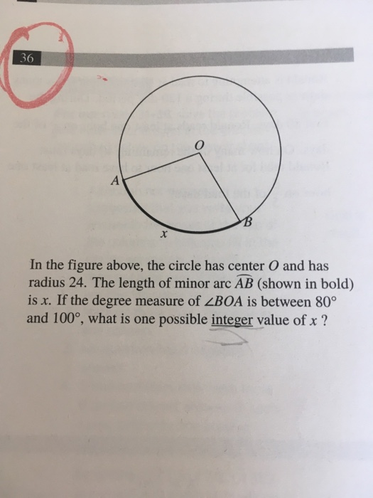 Solved 36 In the figure above, the circle has center O and | Chegg.com