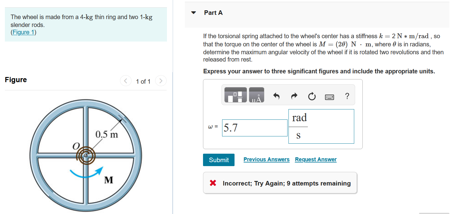 Solved The wheel is made from a 4-kg thin ring and two 1-kg | Chegg.com