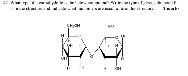 Solved 42. What type of a carbohydrate is the below | Chegg.com