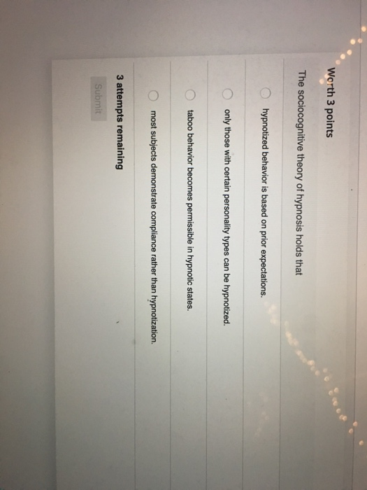 Solved Worth 3 points The sociocognitive theory of hypnosis | Chegg.com