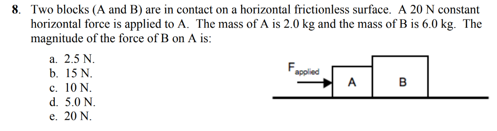 Solved 8. Two blocks (A and B) are in contact on a | Chegg.com