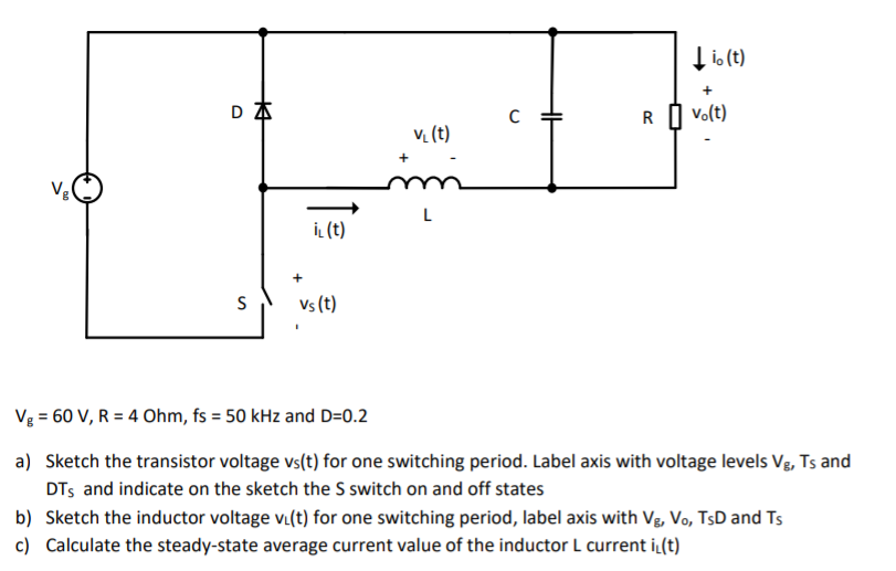 Solved ti i. (t) + volt) D С R v_(t) + VE L IL(t) + S vs (t) | Chegg.com