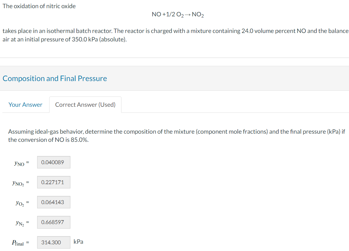 Solved The oxidation of nitric oxide NO+1/2O2→NO2 takes | Chegg.com