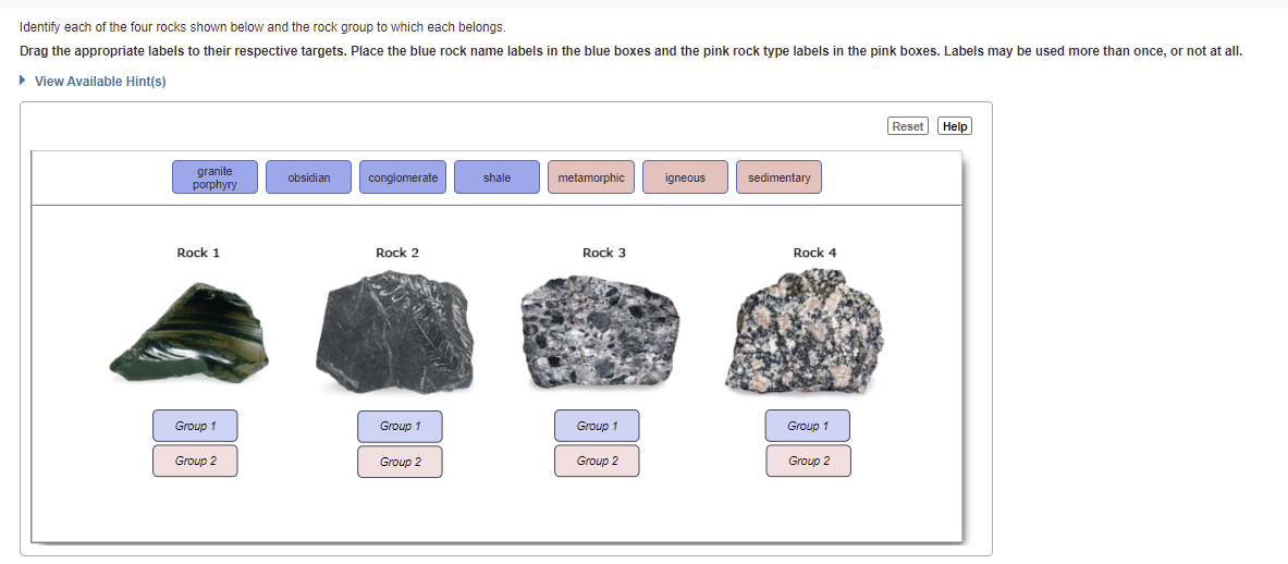 Solved Identify each of the four rocks shown below and the | Chegg.com
