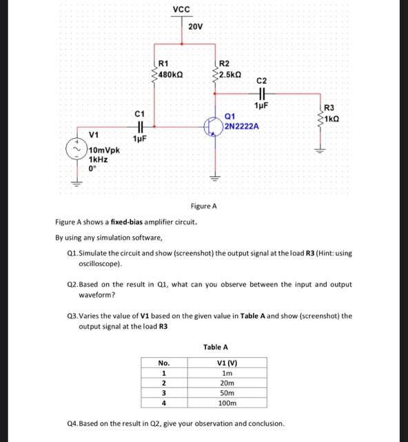 Solved Figure A Figure A shows a fixedbias amplifier