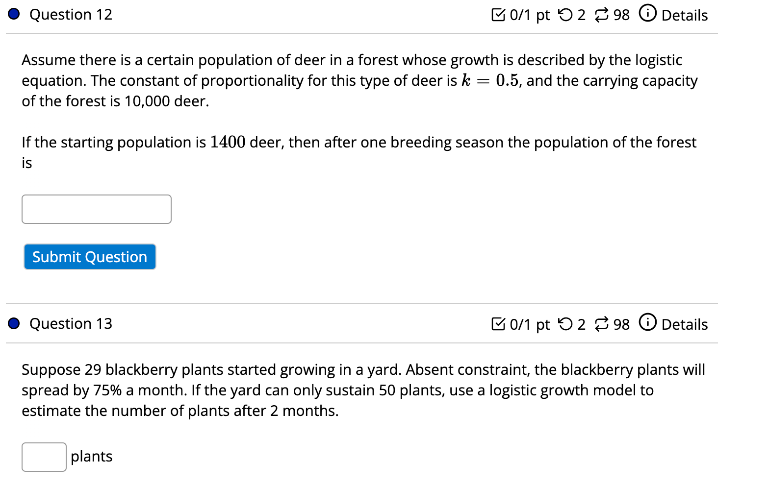 solved-a-population-of-30-deer-are-introduced-into-a-chegg