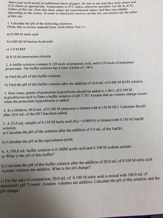 Solved Show Your Work Neatly On Additional Sheets Of Paper. 