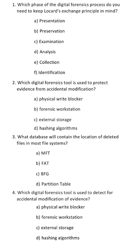 Solved 1. Which Phase Of The Digital Forensics Process Do | Chegg.com