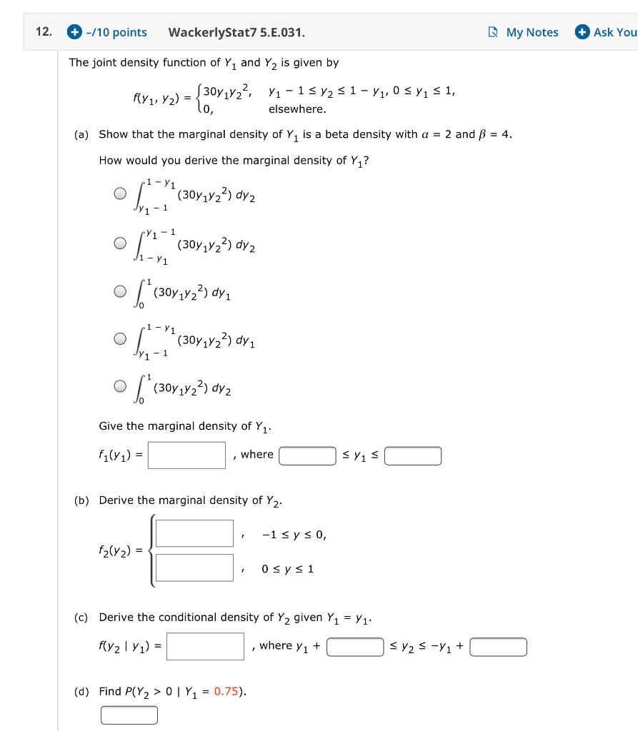 A How Would You Derive The Marginal Destiny Of Y Chegg Com