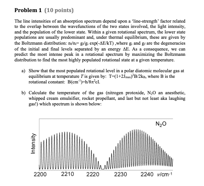 Solved Problem 1 (10 points) The line intensities of an | Chegg.com