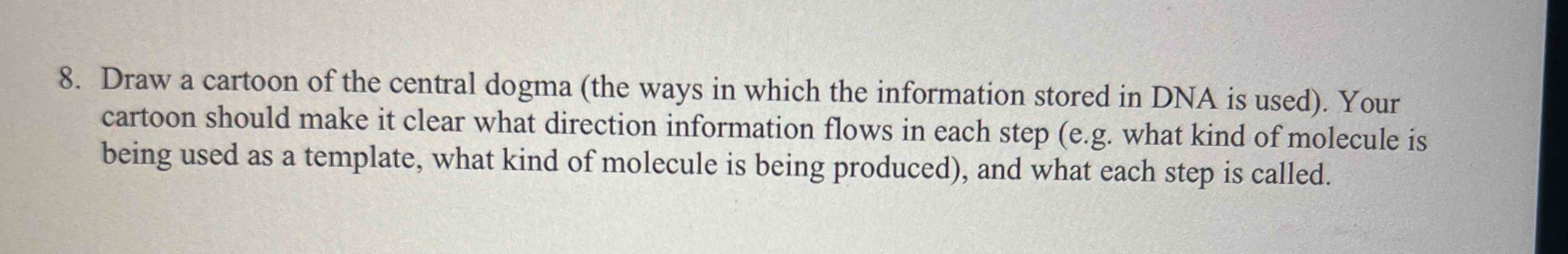 Solved Draw a cartoon of the central dogma (the ways in | Chegg.com