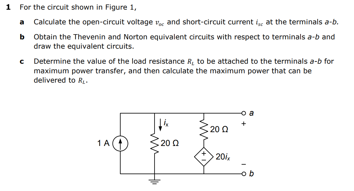 Solved 1 For The Circuit Shown In Figure 1, A Calculate The | Chegg.com