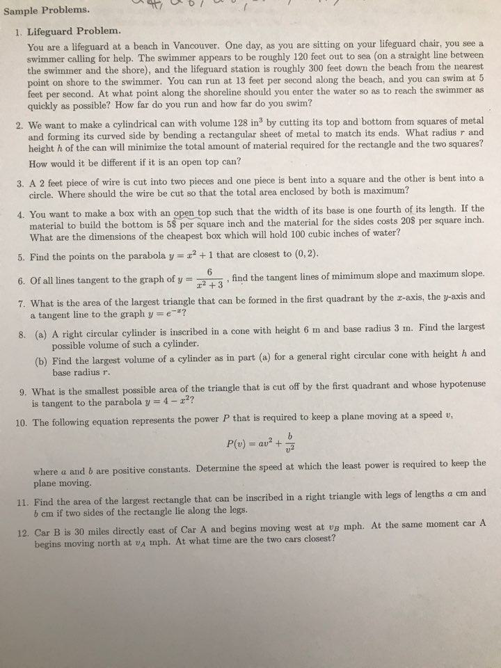 Solved Sample Problems. 1. Lifeguard Problem You are a | Chegg.com
