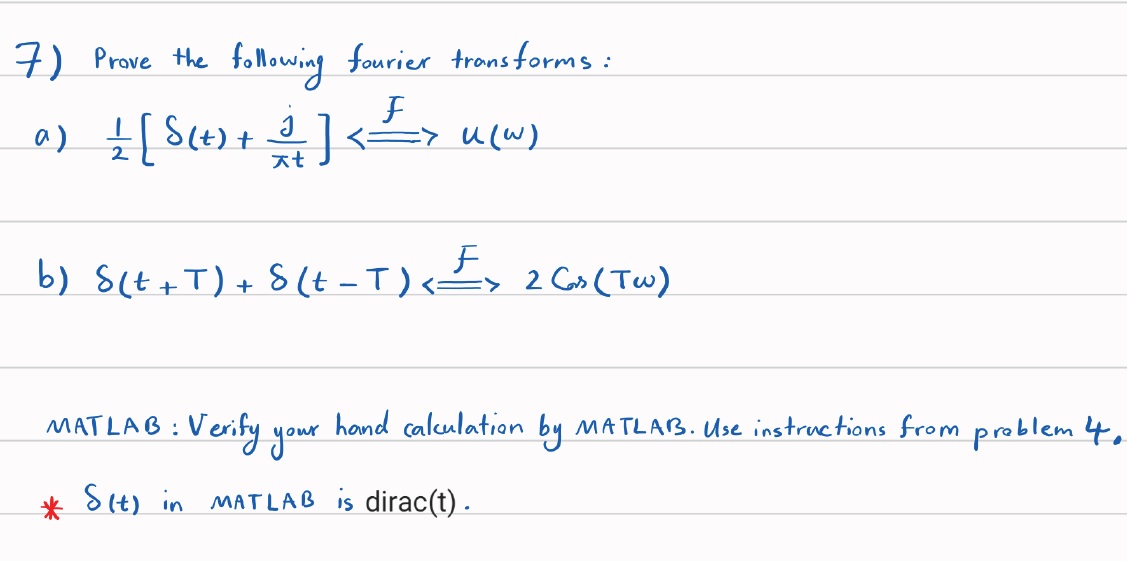 Solved Prove the following fourier transforms: | Chegg.com