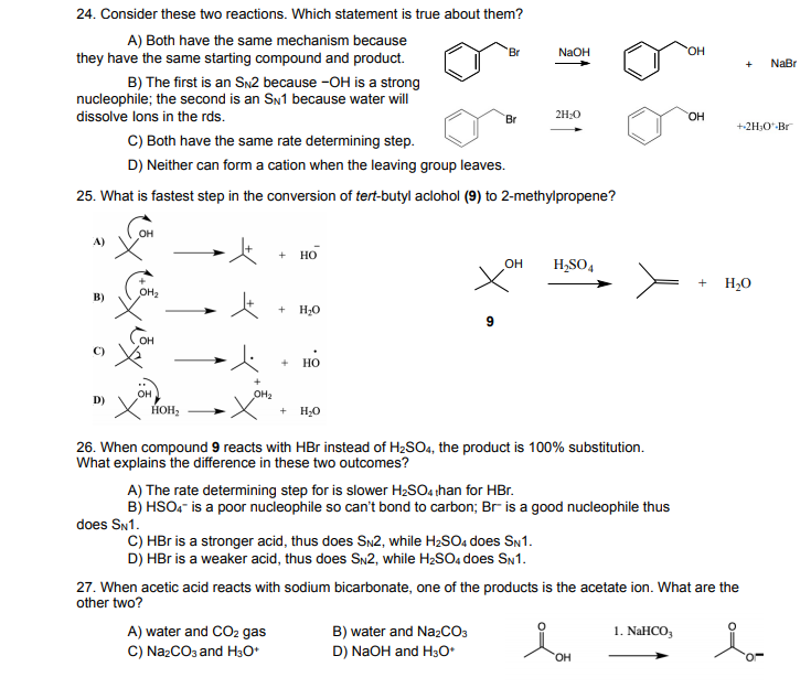 Solved Br NaOH ОН + NaBr 24. Consider these two reactions. | Chegg.com