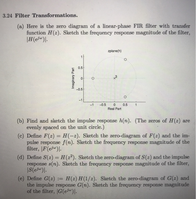 Solved 3.24 Filter Transformations. (a) Here is the zero | Chegg.com