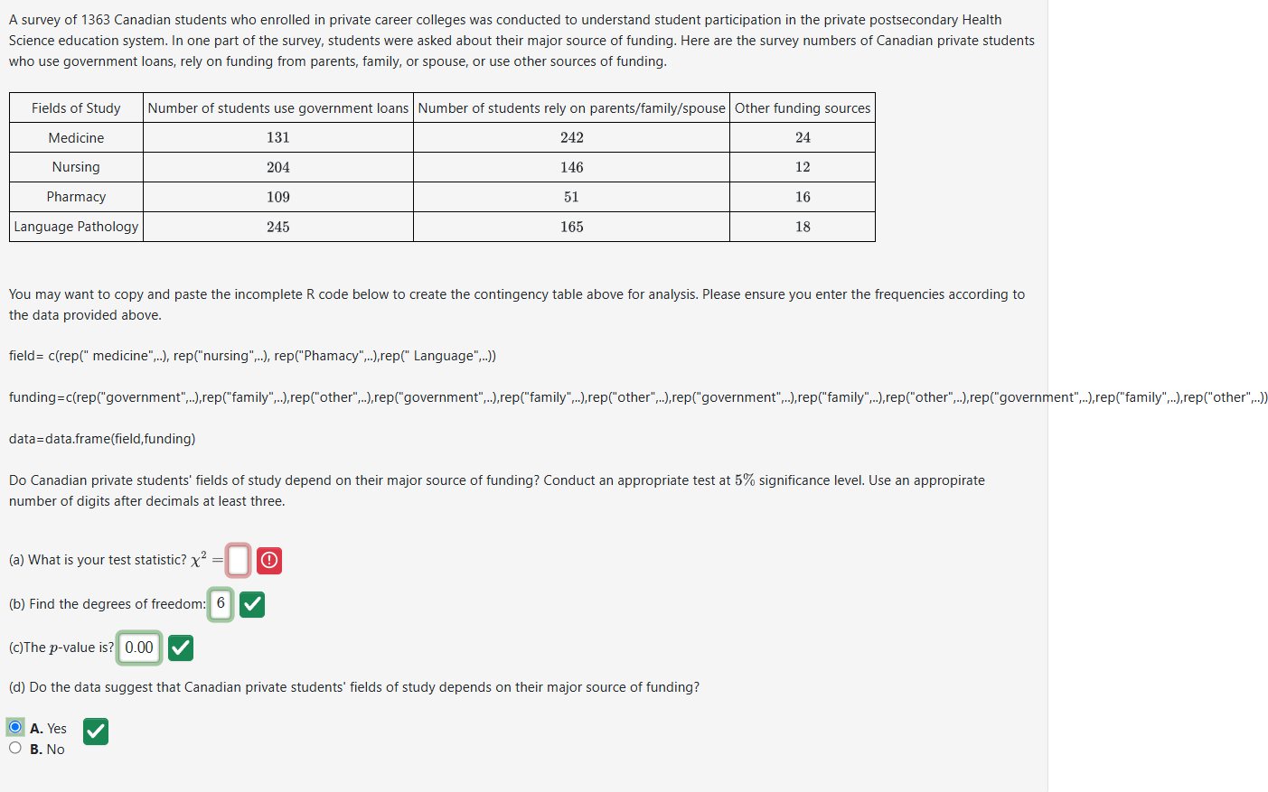 Solved I need help on finding the test statistic for this | Chegg.com