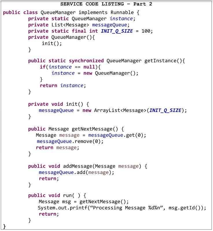 Solved CLIENT CODE LISTING Part 1 w 1/ Queue Manager Client | Chegg.com
