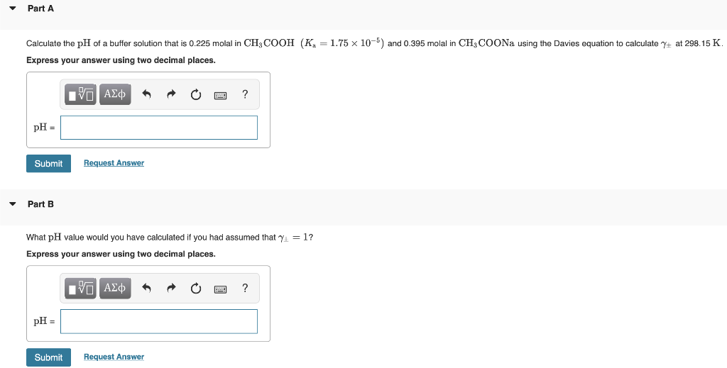 Solved Part A Calculate the pH of a buffer solution that is | Chegg.com