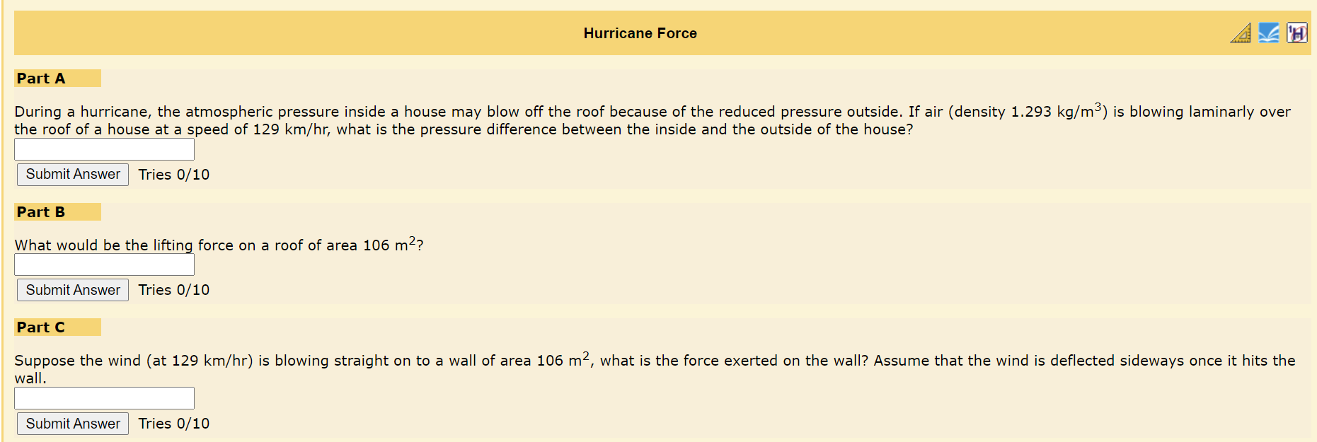 Solved Hurricane Force Part A During A Hurricane, The | Chegg.com