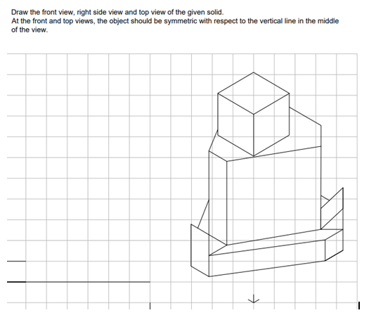 Draw the front view, right side view and top view of | Chegg.com