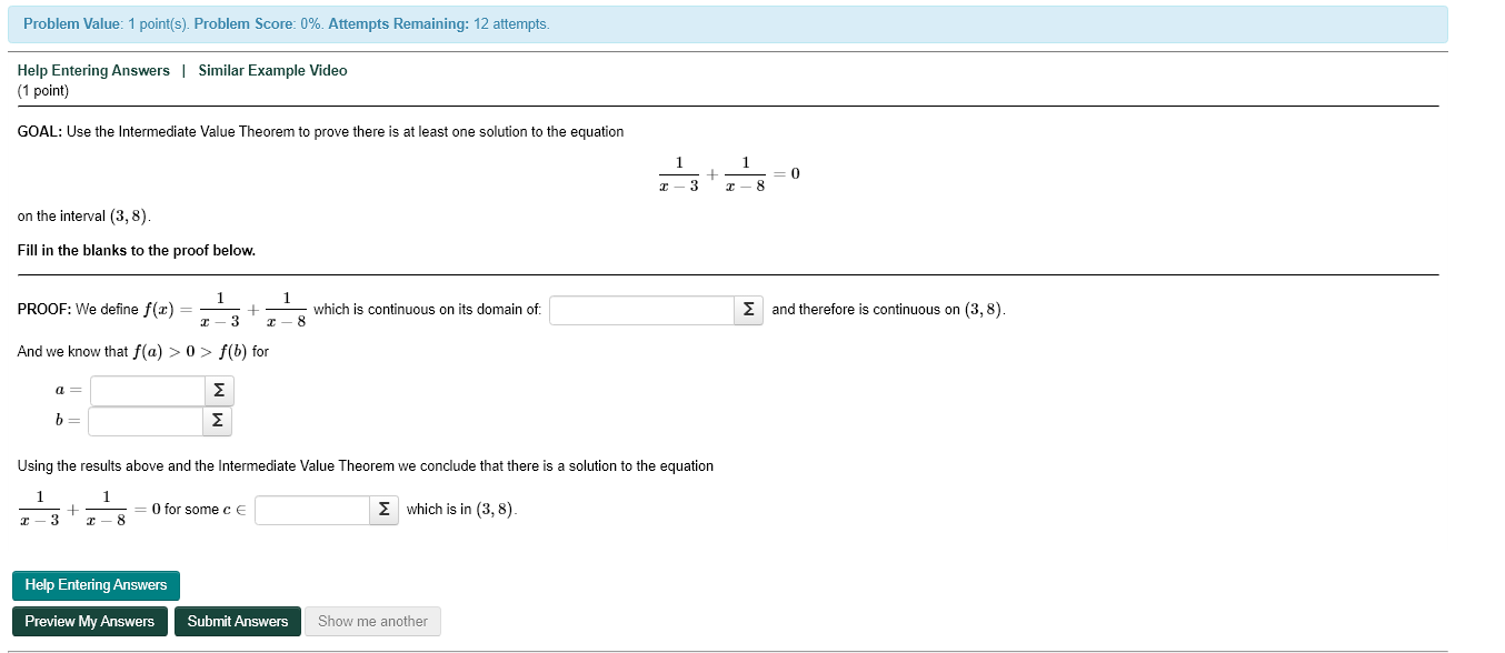 Solved GOAL: Use the Intermediate Value Theorem to prove | Chegg.com
