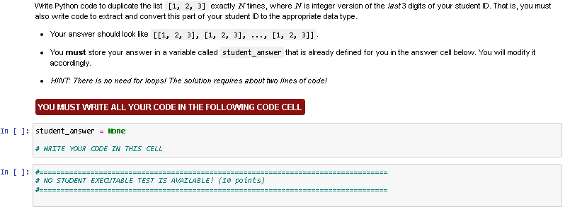 Solved Write Python code to duplicate the list [1, 2, 3] | Chegg.com
