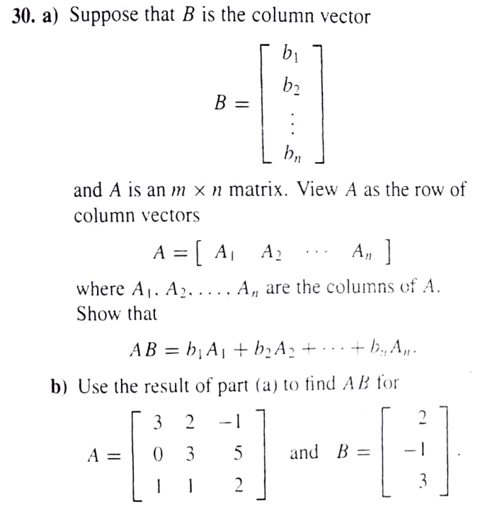 Solved 30. A) Suppose That B Is The Column Vector | Chegg.com