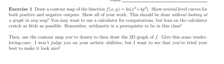 Solved Exercise 1 Draw a contour map of the function f(0, y) | Chegg.com