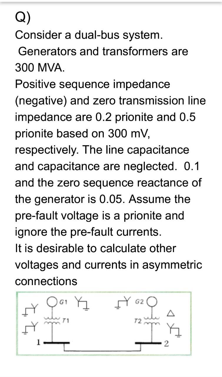 Q) Consider a dual-bus system. Generators and | Chegg.com
