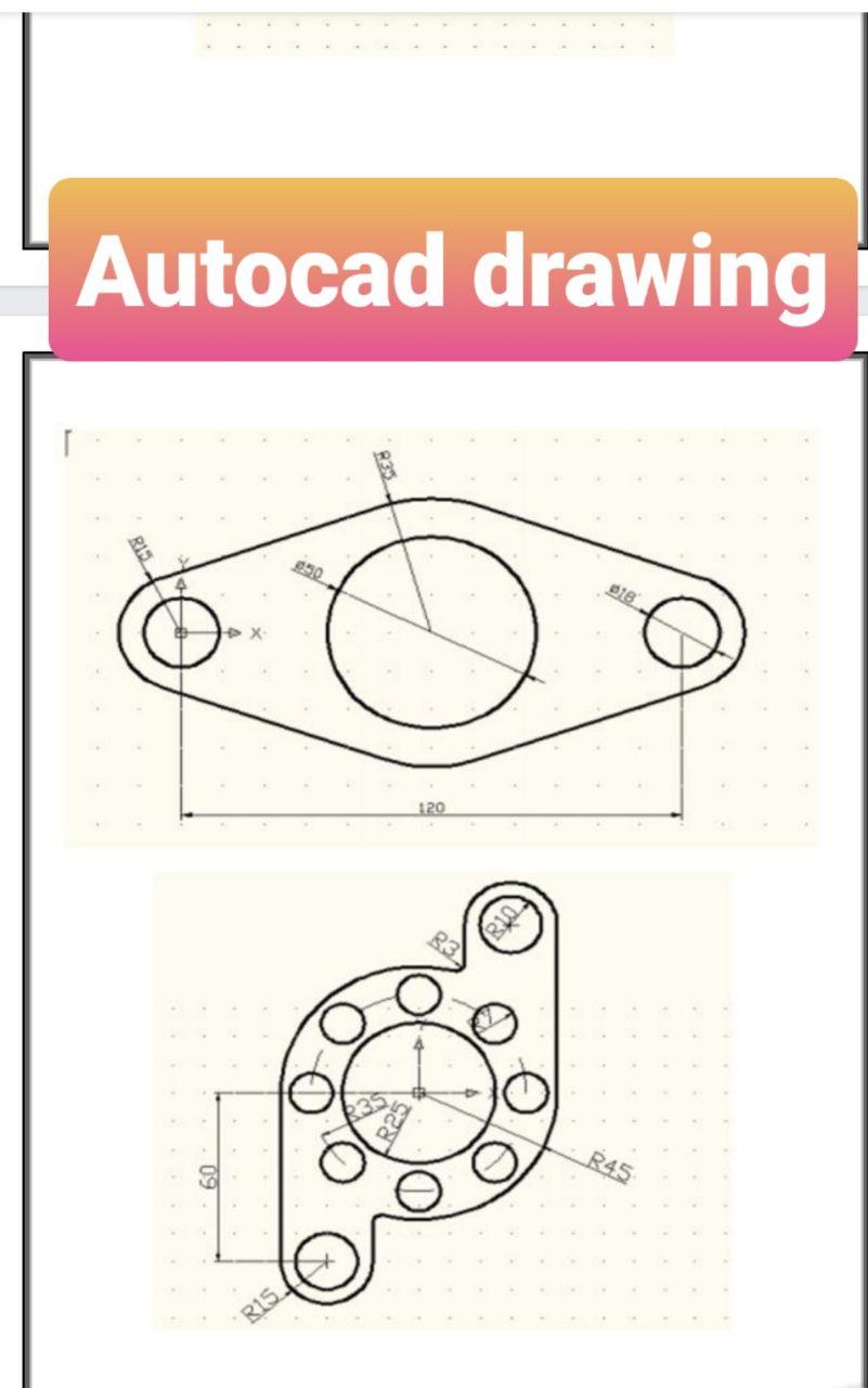 Solved Autocad drawing R39.7 018 X 120 R45 R15. | Chegg.com