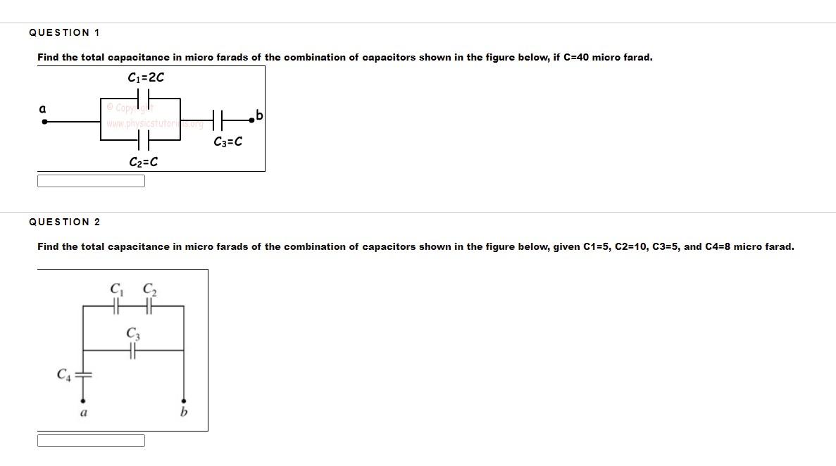 Solved Find The Total Capacitance In Micro Farads Of The | Chegg.com