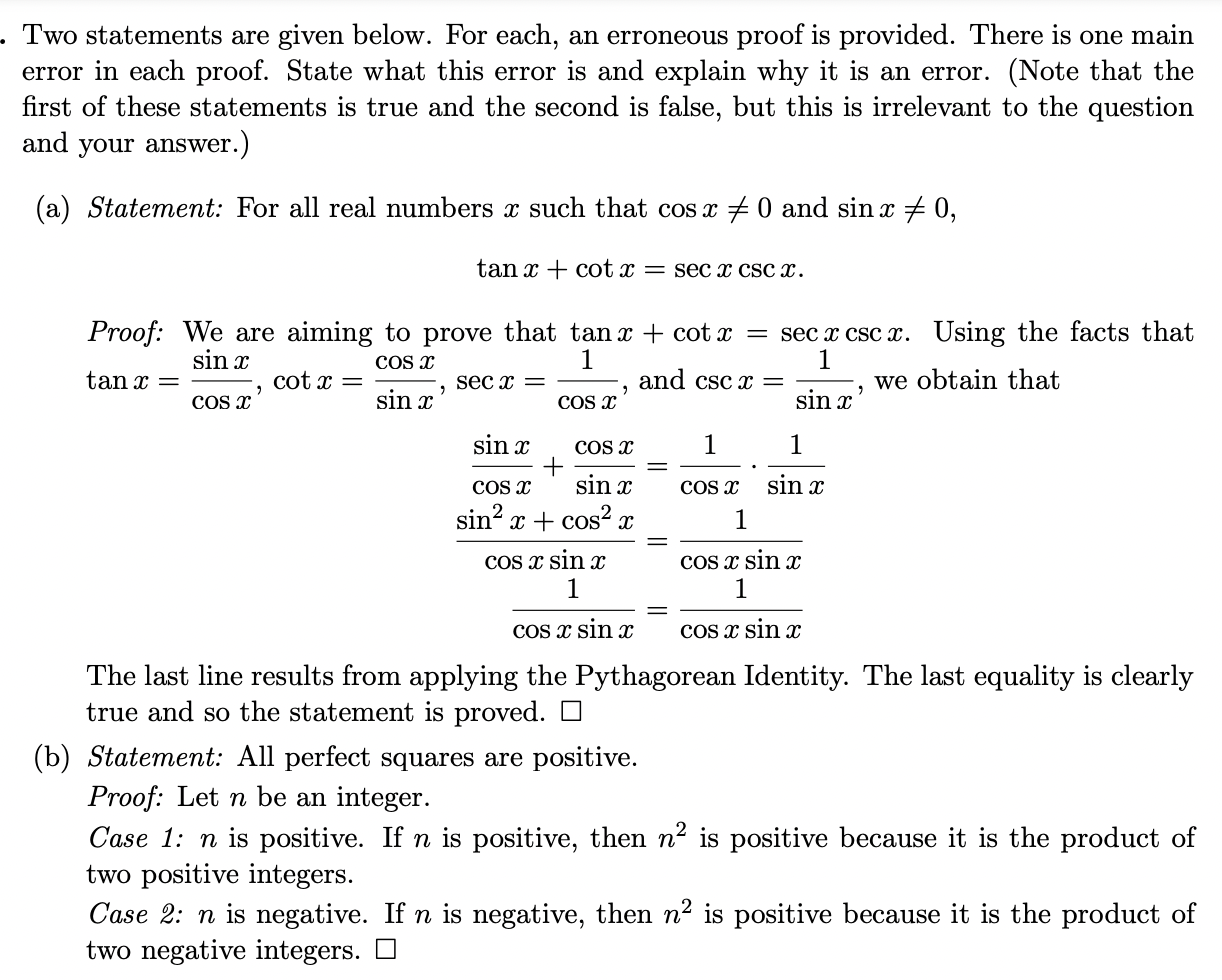 Solved Two Statements Are Given Below. For Each, An | Chegg.com