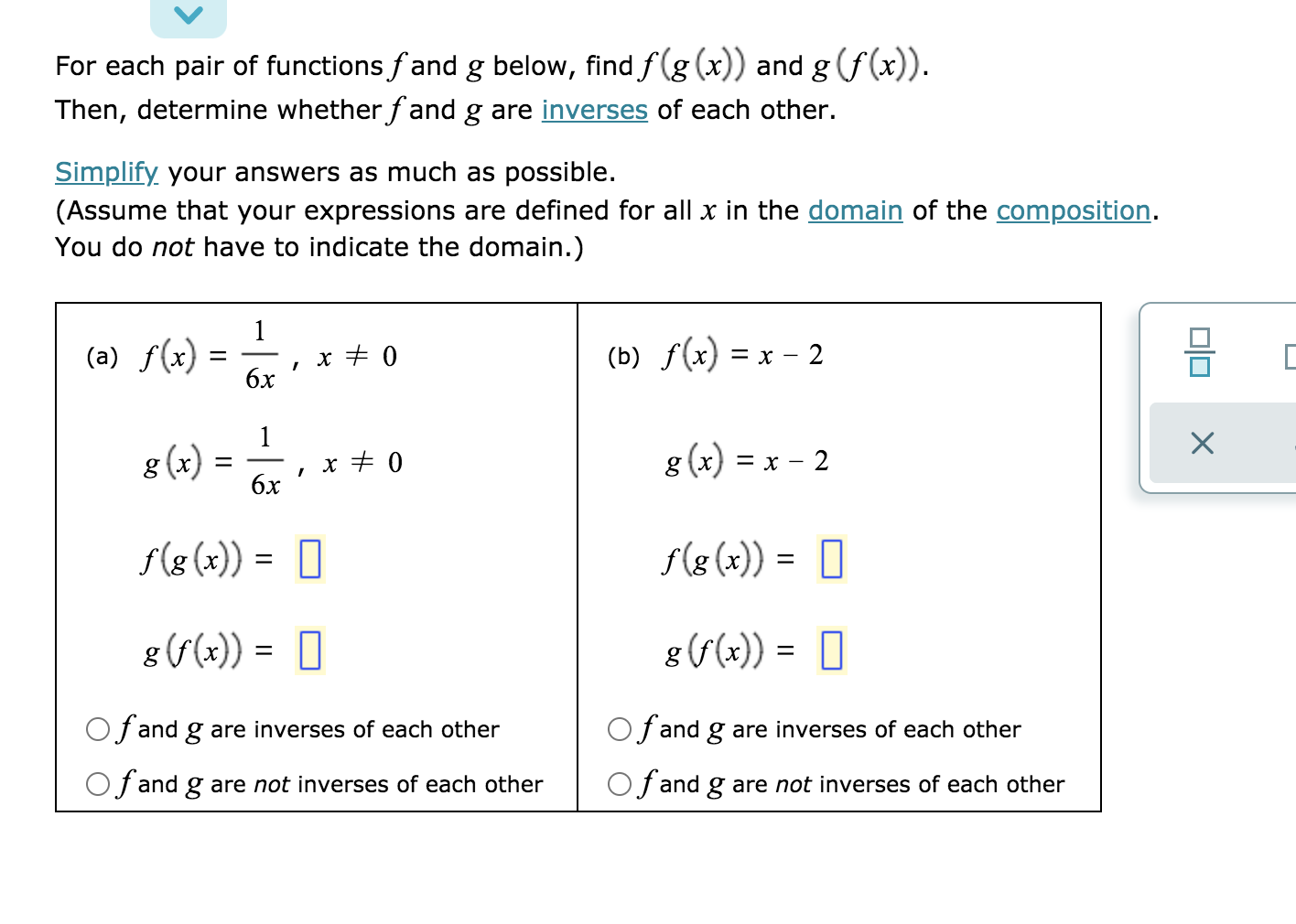 Solved For Each Pair Of Functions F And G Below Find