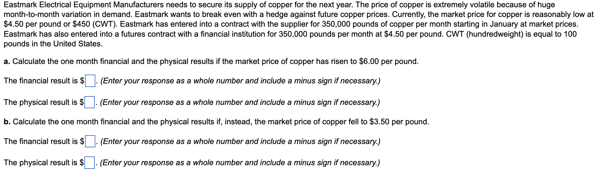 Solved Eastmark Electrical Equipment Manufacturers needs to