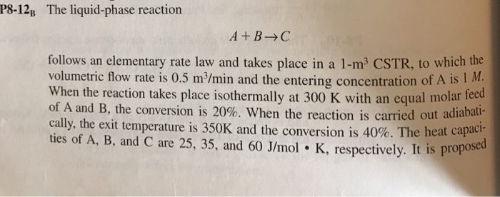 Solved The liquid-phase reaction A B C follows an elementary | Chegg.com