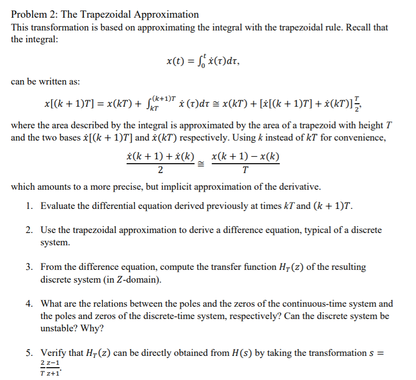 Problem 2: The Trapezoidal Approximation This | Chegg.com