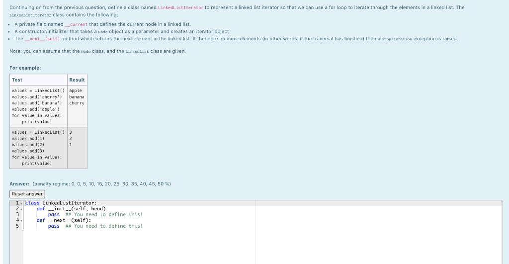 solved a. using just the stub code for next() and ... Solved I need help with these questions it uses iterators I | Chegg.com