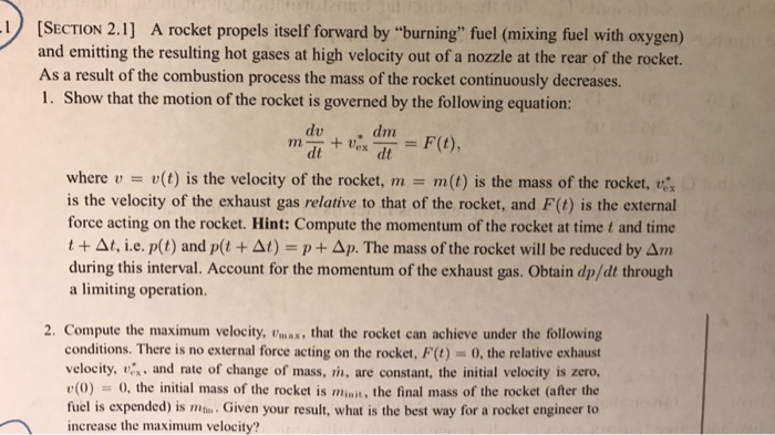 Solved [SECTION 2.1] A rocket propels itself forward by | Chegg.com
