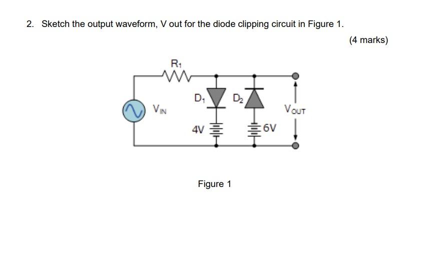 Solved 2. Sketch the output waveform, V out for the diode | Chegg.com