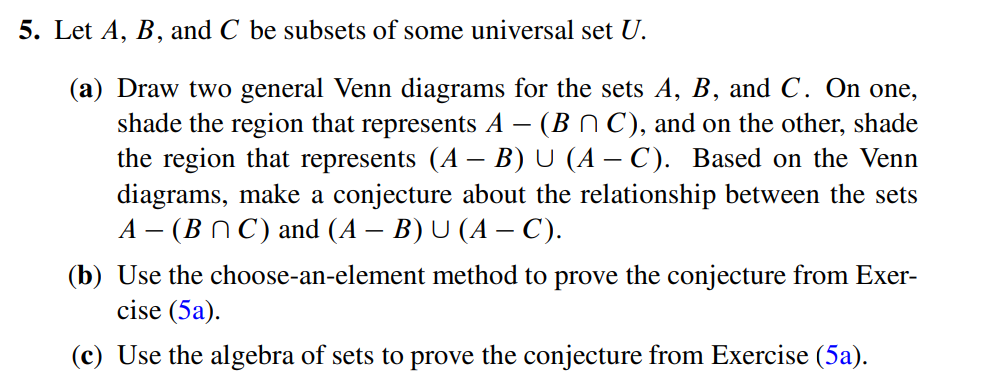 Solved 5. Let A,B, And C Be Subsets Of Some Universal Set U. | Chegg.com