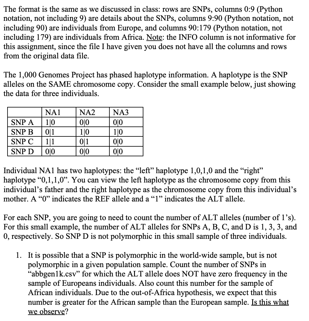 Solved The format is the same as we discussed in class: rows | Chegg.com