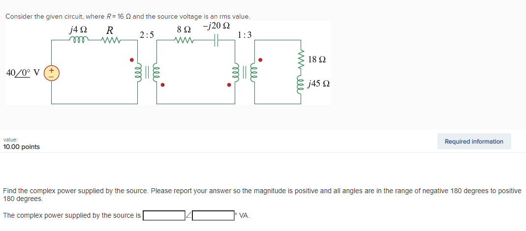 Solved Consider the given circuit, where R = 16 and the | Chegg.com